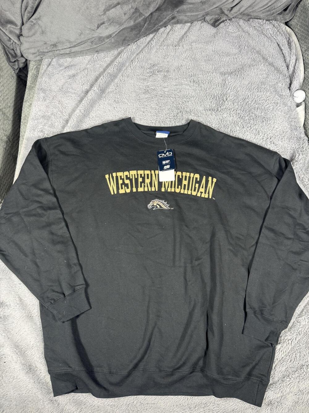 Western Michigan Broncos Sweatshirt Mens 2XL Black Basketball Old Varsity Brand